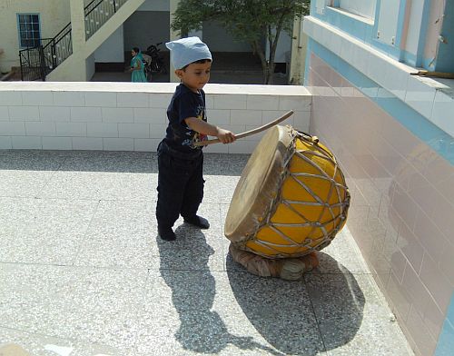 Grandson in village