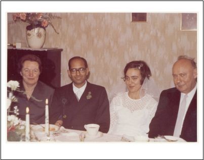 Kailash and Annemarie with her parents at their wedding. February 1969. Kailash and Annemarie with her parents at their wedding. February 1969.