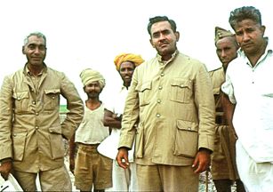 Indian frontier officials, Munabao railway station, 1950 © John Cool. Indian frontier officials, Munabao railway station, 1950 © John Cool.