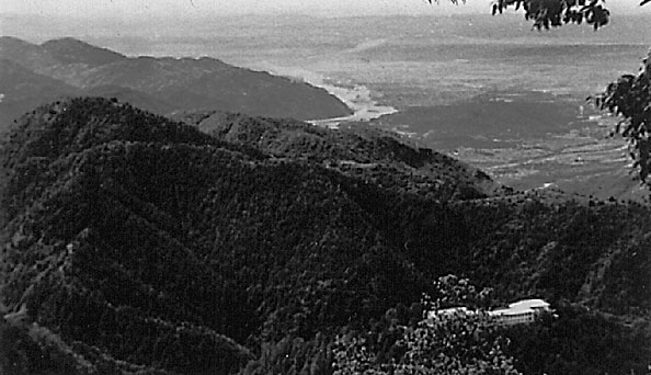A view from the Chukkar Road of the College, Witch’s Hill and the Doon Valley. (1954) Chukkar road view