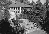 Woodstock School. The high school and Parker Hall auditorium on the upper level. The steps, referred to as Jacob’s Ladder, rise past terraces where we cultivated class gardens and were awarded prizes for the good ones. Cosmos was about the only flower we could get to grow. Woodstock school
