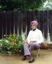 Captain Gurdial Singh in his backyard garden. Clovis, California, 1989. Captain Gurdial Singh in his backyard garden. Clovis, California, 1989.