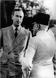 August 18, 1947: A grim Azad and Mountbatten at the Id party. The riots had already started. August 18, 1947: A grim Azad and Mountbatten at the Id party. The riots had already started.
